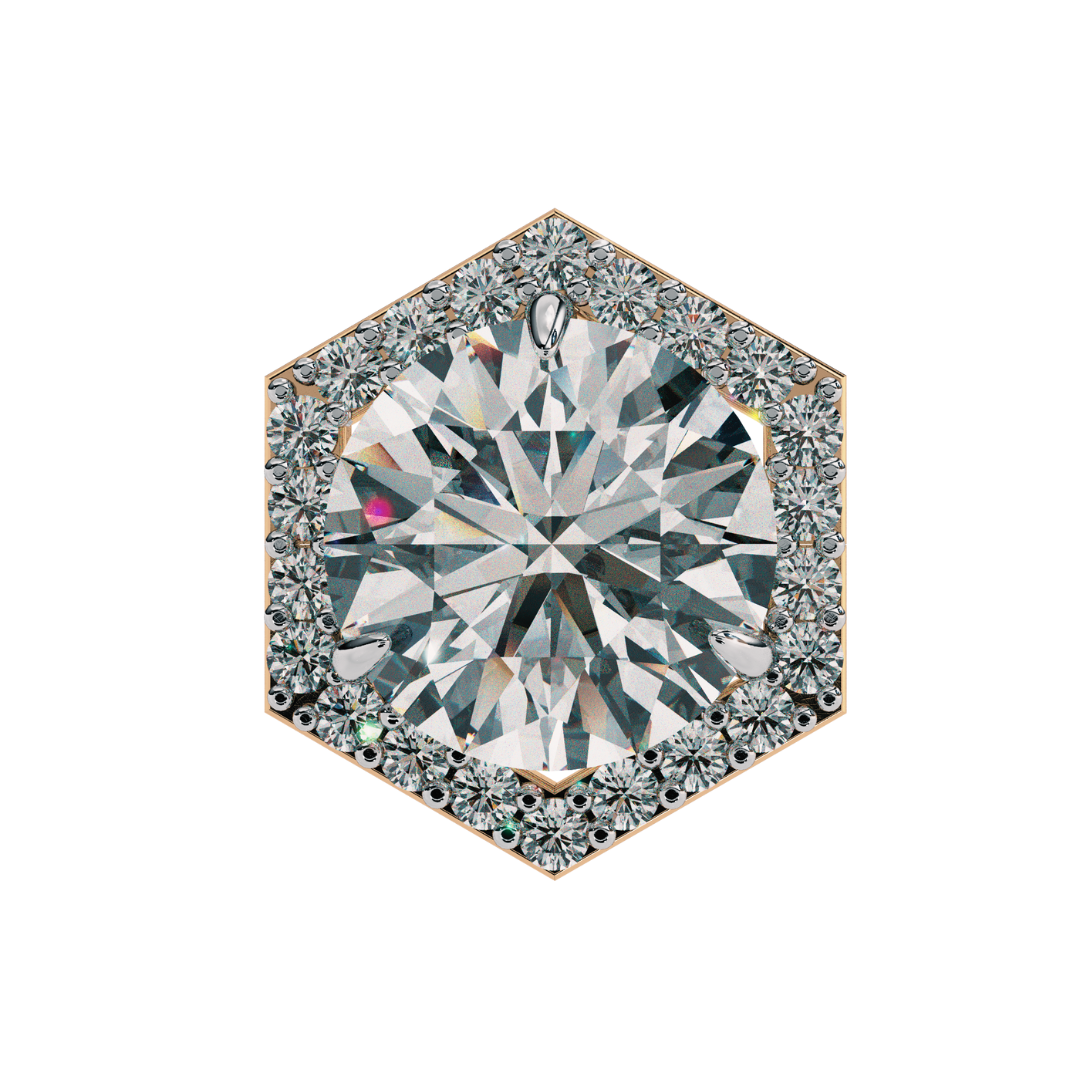 Solitairekart 2.1ct Hexagonal Halo Natural Diamond Stud Earrings-H Color, VS1 Clarity3